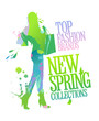 New spring collections design template with shopping woman silho