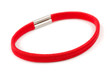 Red fabric-covered elastic hair scrunchy