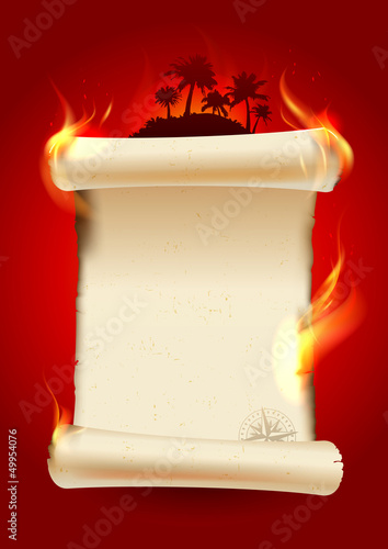 Illustration: Vintage burning scroll blank. Vintage burning scroll blank.