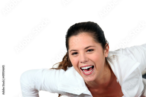 Photo: Woman screaming for joy Woman screaming for joy