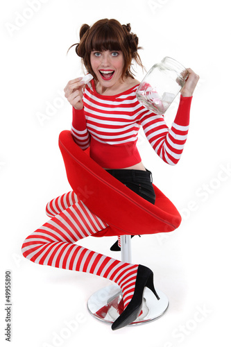 Photo: Crazy woman with marshmallows Crazy woman with marshmallows