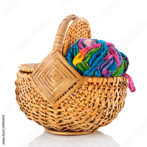 Photo: modern ball wool in basket modern ball wool in basket