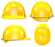 Illustration: Four views of yellow helmet Four views of yellow helmet