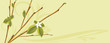 Blooming sprig on the abstract background