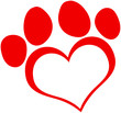 Red Love Paw Print