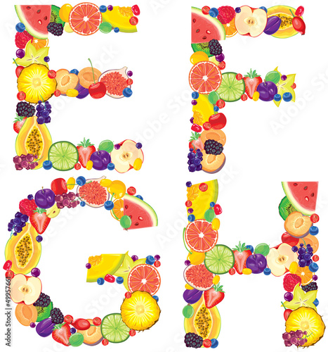 Vector: Alphabet from fruit EFGH Alphabet from fruit EFGH