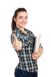 Portrait of female student with books