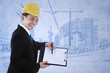 Contractor shows blank paper