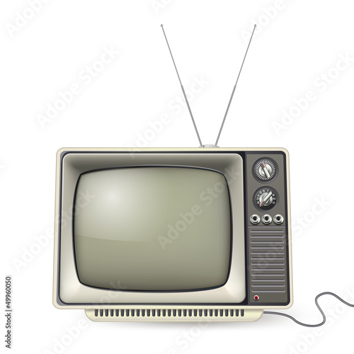 Vector: vintage tv with antena and wire vintage tv with antena and wire