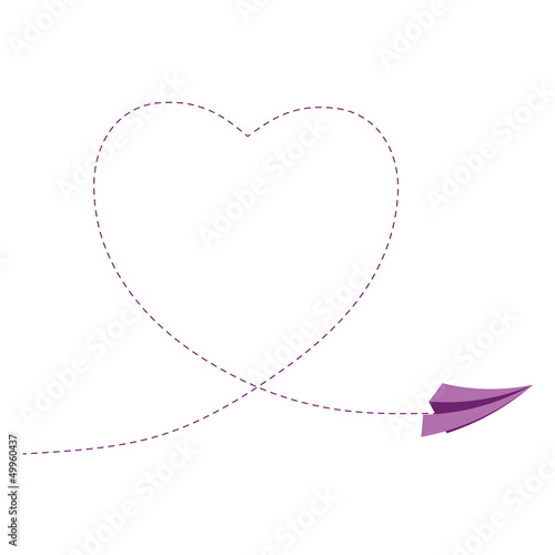Vector: Sign with paper plane and heart vector illustration Sign with paper plane and heart vector illustration