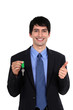 Car salesmen holding keys