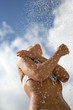 Woman splashing around in the sea