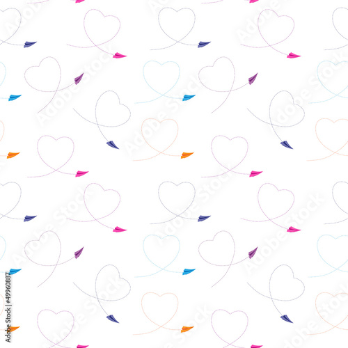 Vector: Seamless pattern with paper plane and heart vector illustration Seamless pattern with paper plane and heart vector illustration