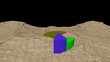 Colourful pie chart rising out from abstract Yen animation