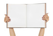 gesture of woman hand open the blank book