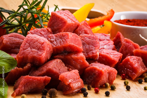 Photo: Raw beef and vegetables Raw beef and vegetables