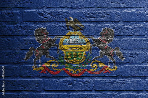Photo: Brick wall with a painting of a flag, Pennsylvania Brick wall with a painting of a flag, Pennsylvania