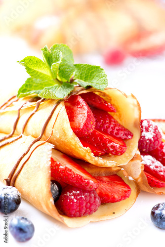 Photo: Crepes With Berries over White Crepes With Berries over White