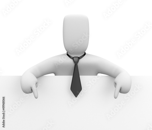 Illustration: Person with blank banner Person with blank banner