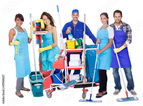 Photo: Group of professional cleaners Group of professional cleaners