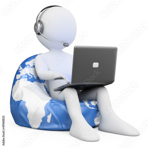 Illustration: 3D white people. Internet browsing 3D white people. Internet browsing