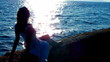 Sunset, woman and sea