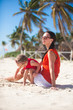 Mother and daughter portrait on beach vacation in Mexico