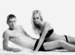 Black and white portrait of young sexy couple