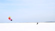Winter Snowkiting on the ice lake