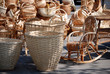 Wicker backpack and rocking chair