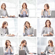 Photo: A collage of image with young business women working A collage of image with young business women working