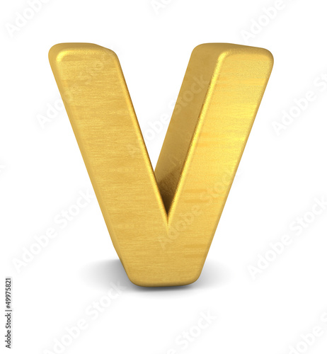 Illustration: buchstabe letter V gold vertikal buchstabe letter V gold vertikal