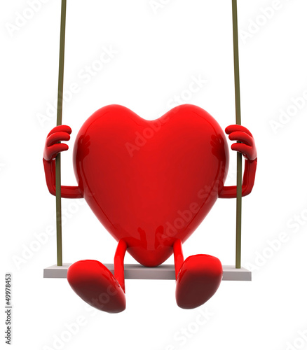 Illustration: Heart with arms and legs on a swing Heart with arms and legs on a swing