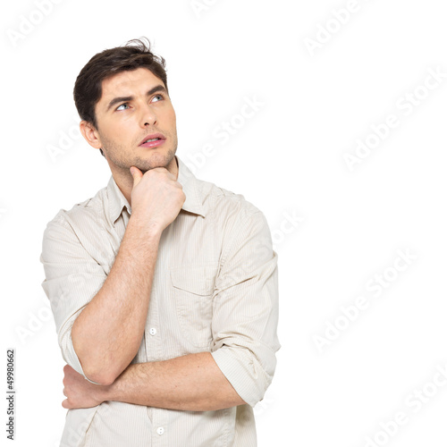 Photo: Portrait of the thinking man in casuals Portrait of the thinking man in casuals