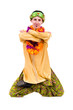 man doing yoga exercise in pose of lotus