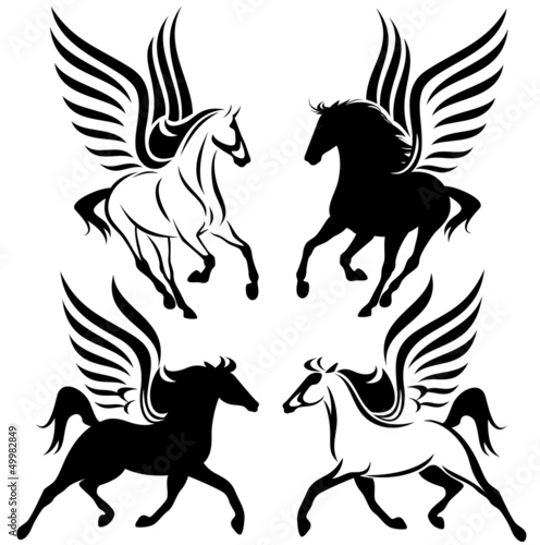 Vector: pegasus design - winged horses vector set pegasus design - winged horses vector set