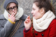 Young couple smoking