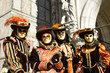 Venetian costume attends Carnival of Venice.