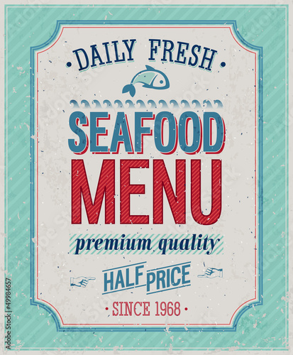 Vector: Vintage SeaFood Poster. Vector illustration. Vintage SeaFood Poster. Vector illustration.