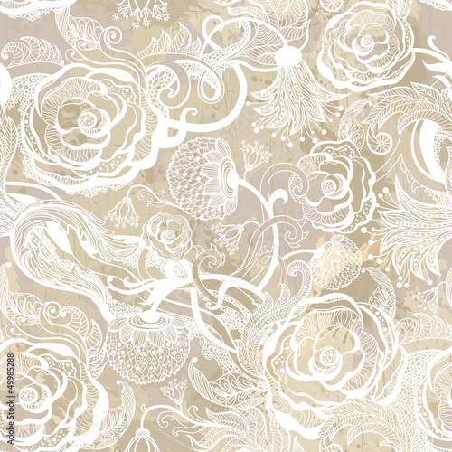 Vector: Romantic vintage seamless pattern with abstract flower Romantic vintage seamless pattern with abstract flower