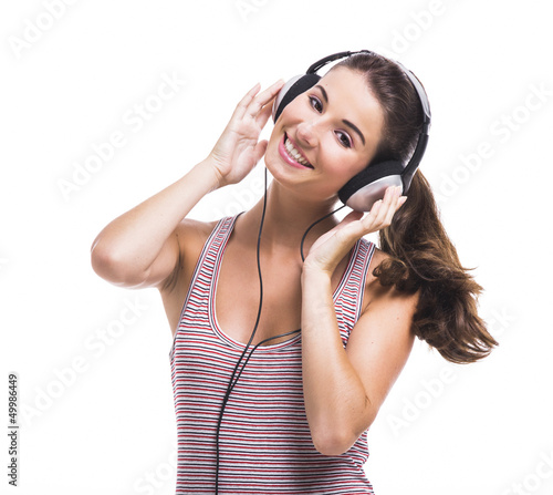 Photo: Beautiful woman listen music Beautiful woman listen music