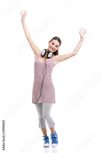 Photo: Beautiful woman listen music Beautiful woman listen music