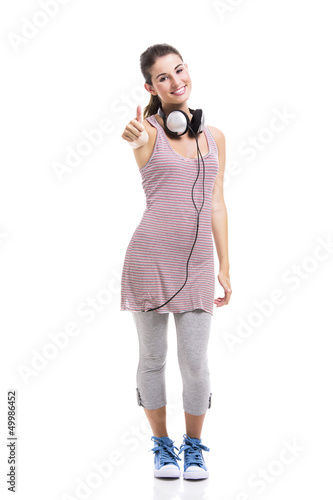 Photo: Beautiful woman listen music Beautiful woman listen music
