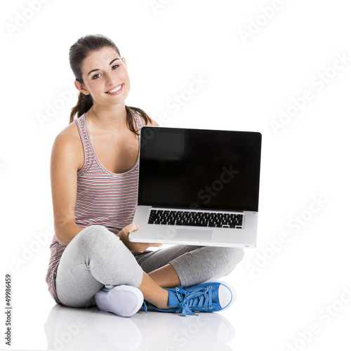 Photo: Happy student with a laptop Happy student with a laptop