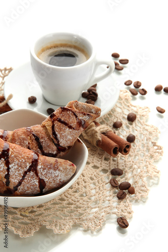 Photo: Light tasty breakfast, isolated on white. Light tasty breakfast, isolated on white.