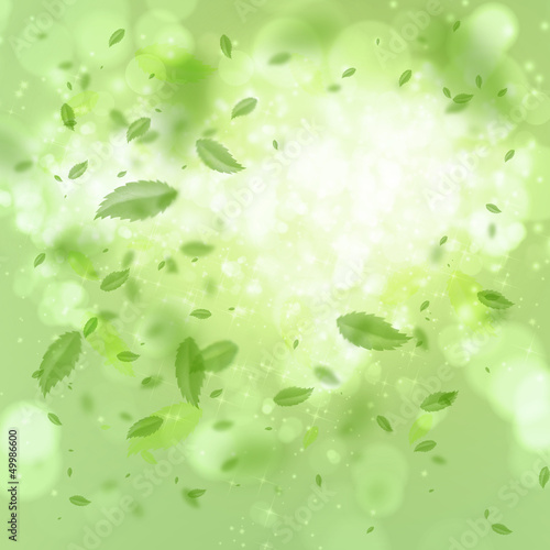 Illustration: Spring and summer background: leaf tornado Spring and summer background: leaf tornado
