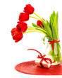 Red tulips with giftbox