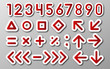 mathematical signs, digits and arrows