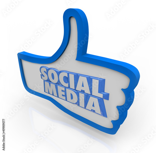 Illustration: Social Media Words Blue Thumbs Up Community Network Social Media Words Blue Thumbs Up Community Network
