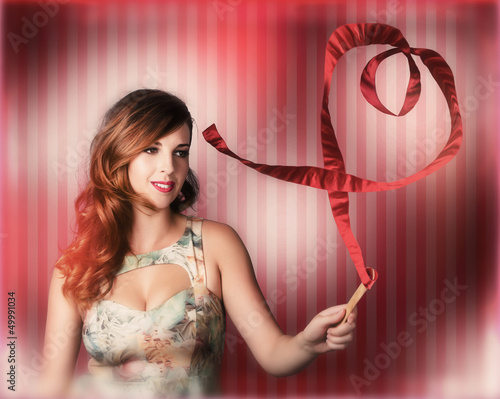 Photo: Romantic woman in a whirlwind love romance Romantic woman in a whirlwind love romance